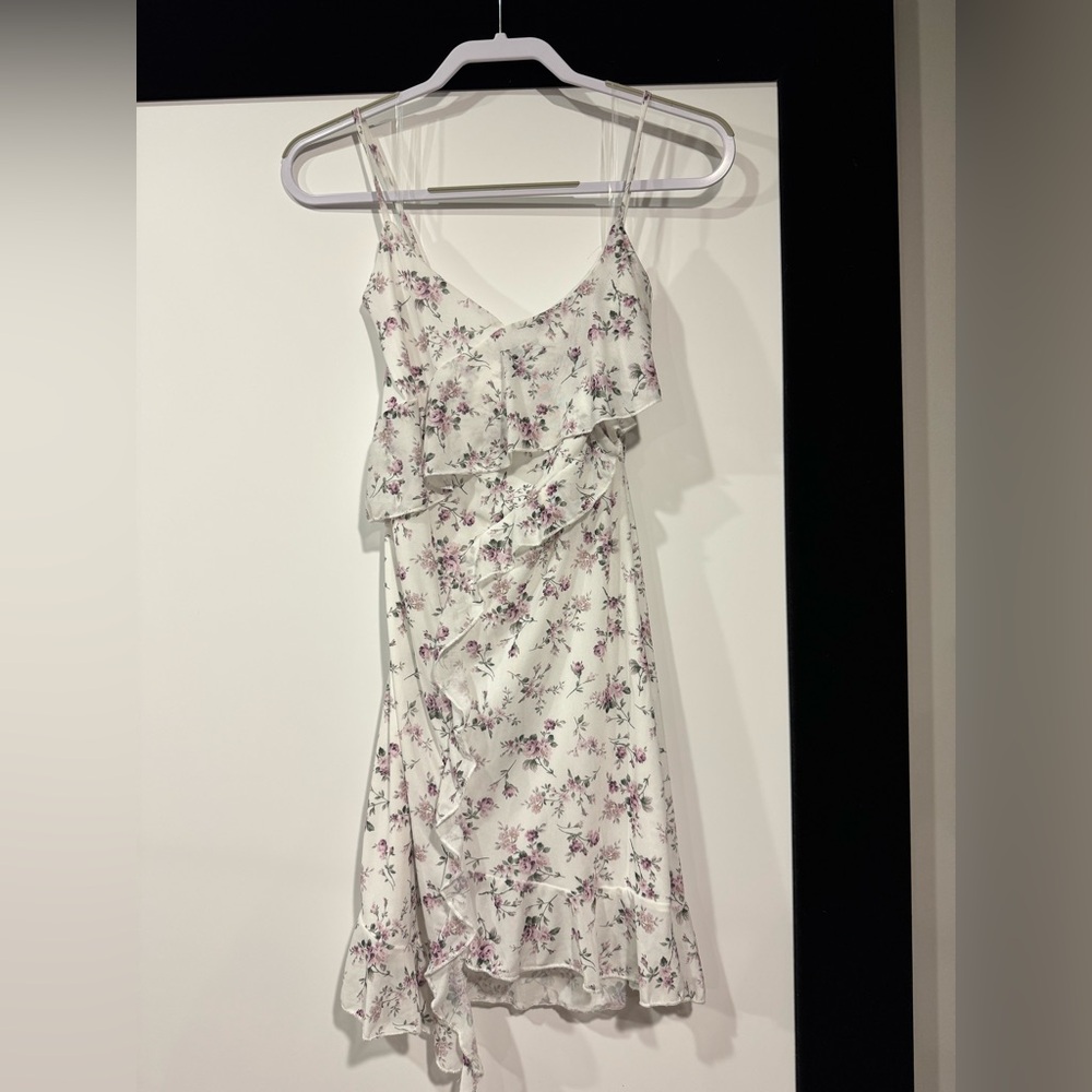 Caution To The Wind White and Purple Asymmetrical Sundress